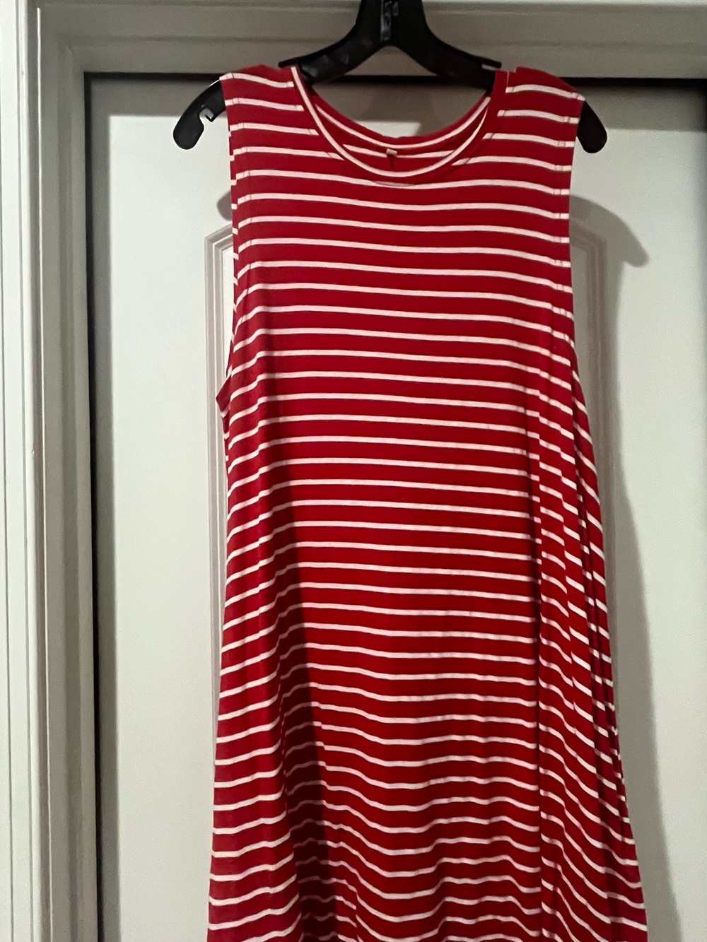 Time and Tru Red & White Striped Sleeveless Swing Tunic